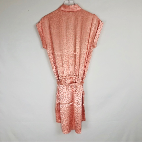 Joie NWT pink satin leopard mini belted dress S - Picture 8 of 13